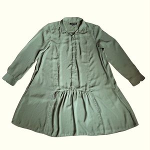 Banana Republic shirt dress drop waist collared green 2